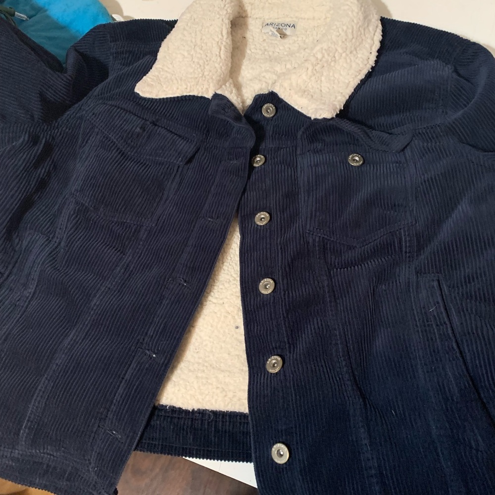 Arizona dark blue corduroy Sherpa lined jacket!